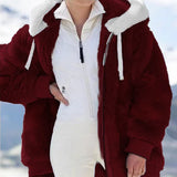 Fongt Hot New Autumn And Winter Loose Plush Multi-Color Hooded Coat Woman