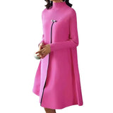 Fongt Women's Wear Temperament Elegant Solid Color Long-Sleeved High Collar Show Thin Large Hem