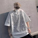 Fongt High Street Loose Letter Print Short-Sleeved T-Shirt Man Hip-Hop Pure Cotton Half-Sleeved Top