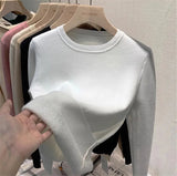 Winter Sweater Women Thicken Warm Knit Pullover Soft Plush Fleece Lined Sueter O-neck Malhas Tops New Slim Knitwear