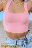 Women's Tank Top Off Shoulder Crop Top Streetwear Y2k Rave Outfits Summer Slim Solid Tanks and Camis Knitted Tops Women