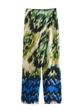 Fongt Women's Loose Wrapping Towel Printing Trousers 1830 1829