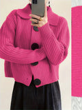 Fongt Women's Loose Korean Version Of Fashion Casual Big Collar Knitted Cardigan Coat