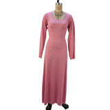 Fongt Women's New Autumn New Fashion Loose U-Neck Back With Long-Sleeved Dress-Outfit