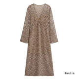 Fongt Wind Spring City Casual Loose-Fitting Sleet Shirt Dress V Collar Long Beads Of The Flute Dress 3618862