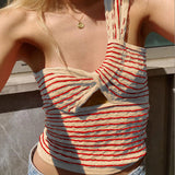 Fongt Spring And Summer Explosion Women's Striped Single-Slanted Shoulder Knitted Wool