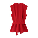 Fongt Women's Women's Belt Vest Horn Suit