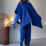 Fongt 2025 New Solid Color Retro Base Knitted Bat Shirt Shawl Three Sets Of Women