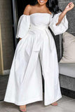 Puff Sleeve Wide Leg