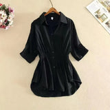 Fongt Large-Size Collar Loose Shirt Women 2025 Summer New Waist Thin Temperament Design Shirt