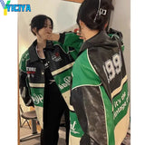 Black Bomber Woman Varsity Leather Jacket Racing Oversize Unisex Baseball Motorcycle Jacket Hiphop Women's Winter