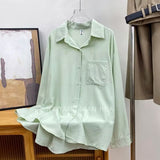 Fongt Loose Feeling Loose Lanky Long-Sleeved Shirt Women's Spring And Autumn Design Sense Of Small Casual Chic Outside Folding Clothes