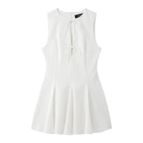 Fongt Women's Clothing 2025 Spring New Women's Wide Swing Bow Dress