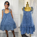 Fongt Hot Summer New Fashion Splicing Sling Strap A-Word Denim Dress Skirt