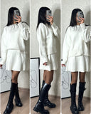 Fongt Winter New Solid Color High-Collar Lazy Knitwear Design Skirt Dress Suit