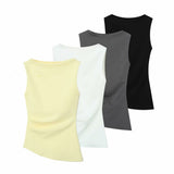 Fongt Women's Dressed Type Shipnecked Folded Vest White 2025 New 4424311