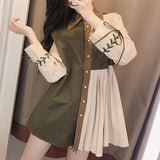 Vintage Female Pleated Spliced Long Sleeve Shirt 2024 Stylish Spring Women's Clothing Casual Loose Button Lace Up Blouse-Outfit