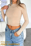 Crop Top Women Pullover Long Sleeve Tees Y2K Clothes Harajuku Streetwear Slim Fit T Shirt Woman Spring Basic