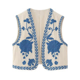 Fongt 2025 New Women's Clothing Embroidered Tard Vest