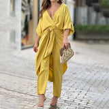 Fongt New Fashion Women's Wear V Collar Temperament Long Sleeve Fashion Casual Suit