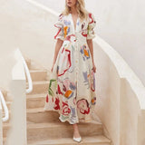 Polyester Spring Summer Long Maxi Dress Ladies African Elegant Dashiki Print African Dresses For Women Robe Africa