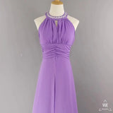 Burst Version Of Hanging Neck Nail Beads Large Shoulder-Length Sexy Dress Chiffon Dress Long Dress-Outfit