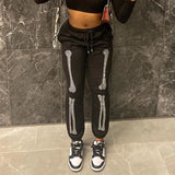 Casual Wear Glitter Skeleton Rhinestones Black