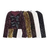 Fongt New Fashion Temperament Women's Long-Sleeved Bow Decorated With A Glide Coat Top