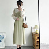 Spring Summer New Peter Pan Collar Vintage Little Dress Long Sleeve Sweet Style Dress