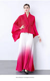 Fongt Gradient Suit Women's Autumn And Winter Loose Strap To Close Waist Pressure Folding Top + High Waist 100 Folded Skirt
