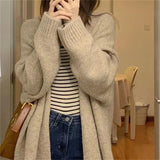 Fongt Long Gentle Lazy Wind Soft Waxy Loose Design Sense Chic Knit Cardigan Sweater Coat Female-Outfit