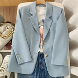 Fongt Jacket Female Spring New Korean Version Classic Two Buckle Temperament Lemon Color Loose Casual Web Celebrity Small Suit-Outfit