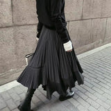 Fongt 100-Fold Skirt Women's Long-Term 2025 New Autumn Black Irregularly Swing Fish Tail Thin Half Skirt