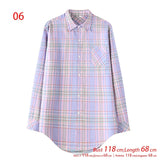 New Arrival Women Vintage Plaid Oversized Blouse Lantern Sleeve Turn Down Collar Autumn Shirts Button Up Casual Tops