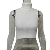 Fongt Spring And Summer Hot Sale Of New Knitted Shirts Hot Tidly Tidly Pitted Small Vest High-Collar Sleeveless Solid Color Bottoming Shirt Wears Women