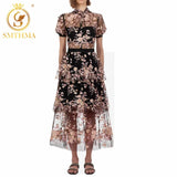High Quality Self Portrait Dress 2022 New Arrive Mesh Embroidery Sequins Flower dress Chic Summer Maxi Long