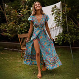 Fongt Summer Leisure Hot Holiday Printing Dress Sexy Long Dress Women's Dress