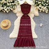 Fongt Lady Senior Sense Sleeveless Dress Women Summer Collar Collar Drill Body Design Light Luxury Fishtail Long Dress