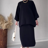 Fongt 2025 New Solid Color Loose Blouse Casual Lazy Skirt Set