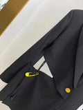 Cut Out Blazer For Women Notched Collar Long Sleeve Asymmetrical Backless Solid Blazers Female Spring Clothing