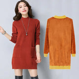 Mid-length Plus Velvet Bottoming Sweaters Women's Thicken Soft Long Knitted Tops Mock Neck Slim Warm Pullovers With