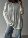 Fongt Simple Style Lock-Free Knitted Sweater Thin Lazi Loose Bottom Long Sleeve Lazy Leisure Autumn Winter