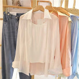 Fongt Fairy Chiffon Sunscreen Women's Summer 2025 New Long Sleeve White Shirt Coat Solid Thin Cardigan T-Shirt