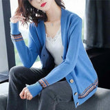 Size 4xl Printed Sweaters Cardigan Women Causal Slim Knitted Gilet Jackets Elegant Vintage Knitwear Coats Thin Malhas