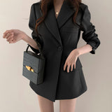 Fongt Shoulder Loose Thin Black Small Suit Jacket Woman 2025 New Korean Long-Sleeved Suit Top