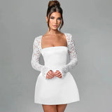 Lace Long Sleeve Mini Dress-Outfit