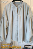 Womens Tops and Blouses Causal Puff Sleeve O-neck Causal Shirts 2023 Spring New Korean