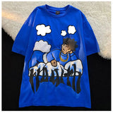 Clouds Anime Boy Print High Street T Shirts Men Cool Hip Hop Oversized T Shirt Loose Casual 100% Cotton Summer Y2K Tops-Outfit
