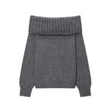 Fongt Spice Girls Collared Sweater Women's Autumn 2025 French Sexy Bare Shoulder Long-Sleeved Knitted Shirt Top