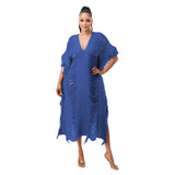 Fongt New Women's Handmade Knitted Hand-Through Tassel Dress-Outfit